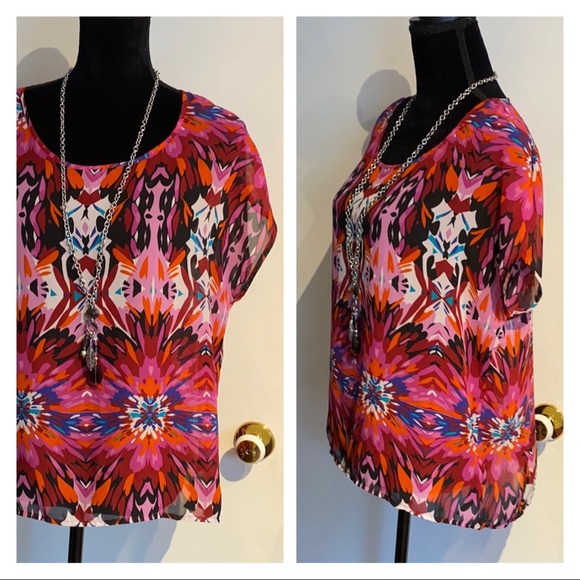(14) Jessica Multi Color Chiffon Blouse...EUC !!!